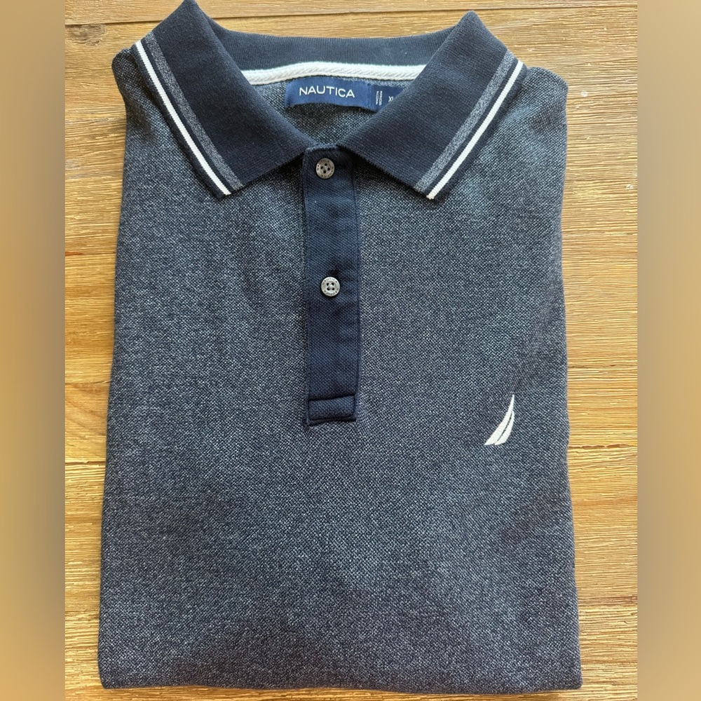 Men's Navy Nautical Polo Shirt. XL.